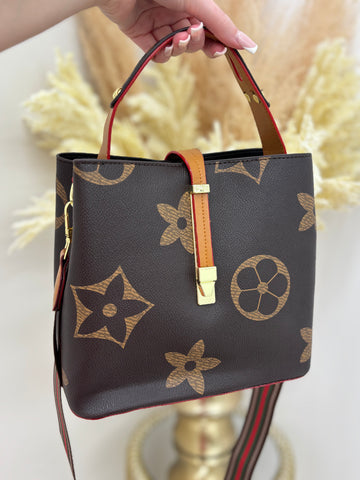 Flower Inspired Detailed Bucket Bag with Gold Detailing