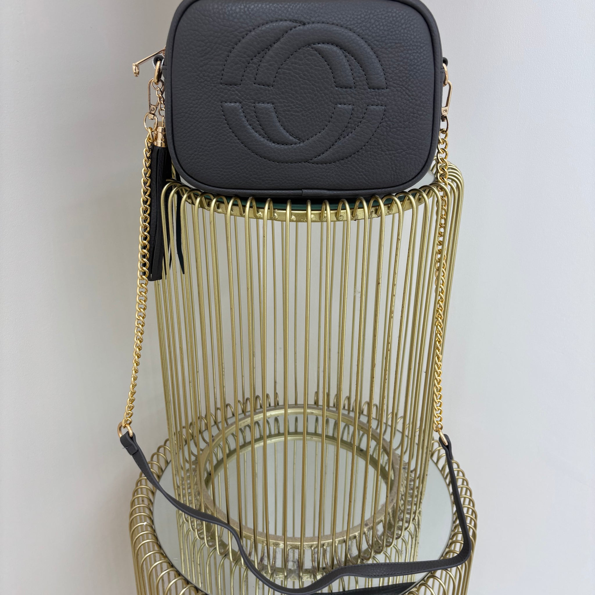 G Big Clutch Bag with Gold Detailing