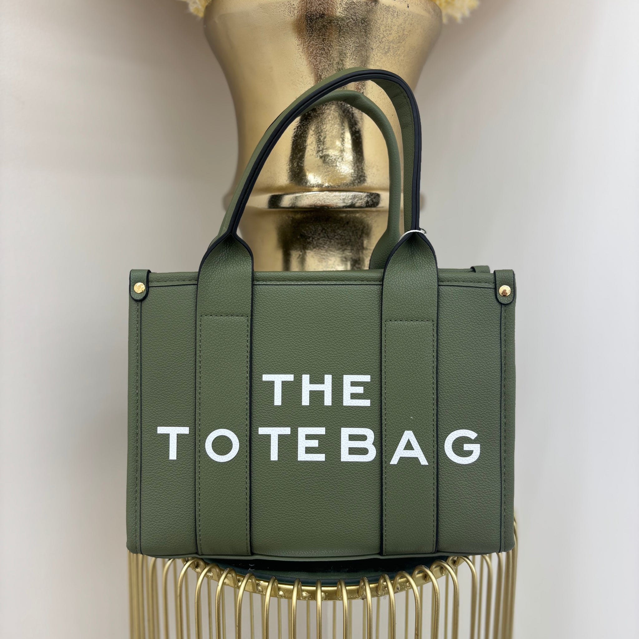 Small TTB Writing Tote Bag with Gold Detailing