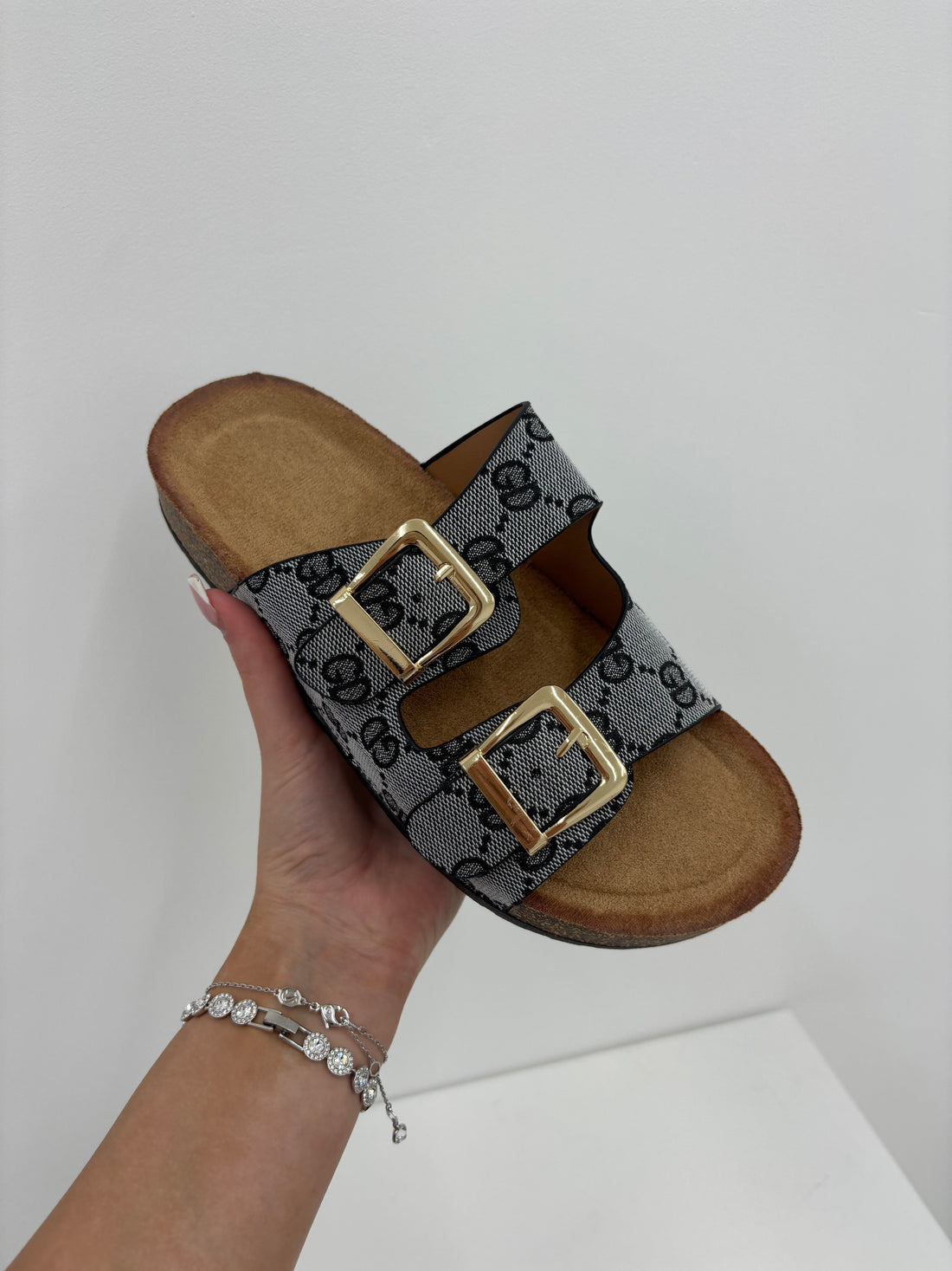 GIANNA double buckle sandal - GREY