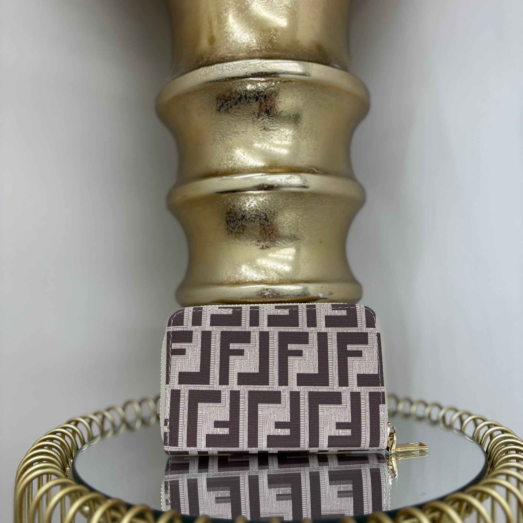 F Inspired Purse with Gold Detailing