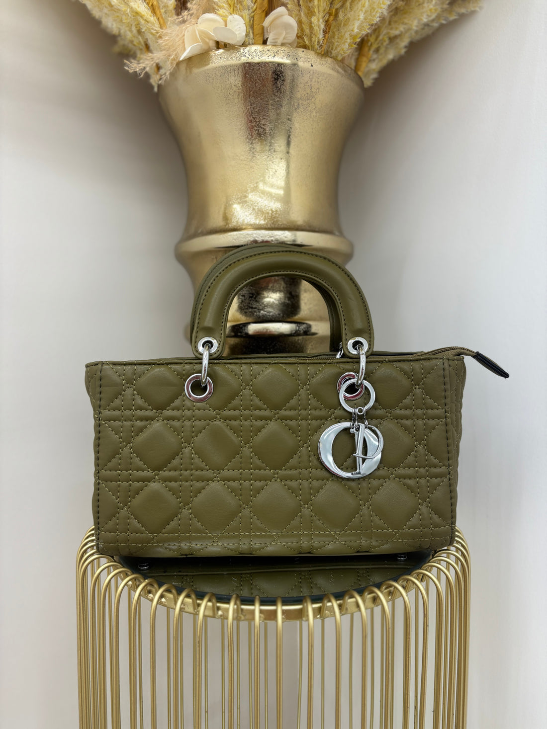 D Quilted Cross Body Bag with Silver Detailing