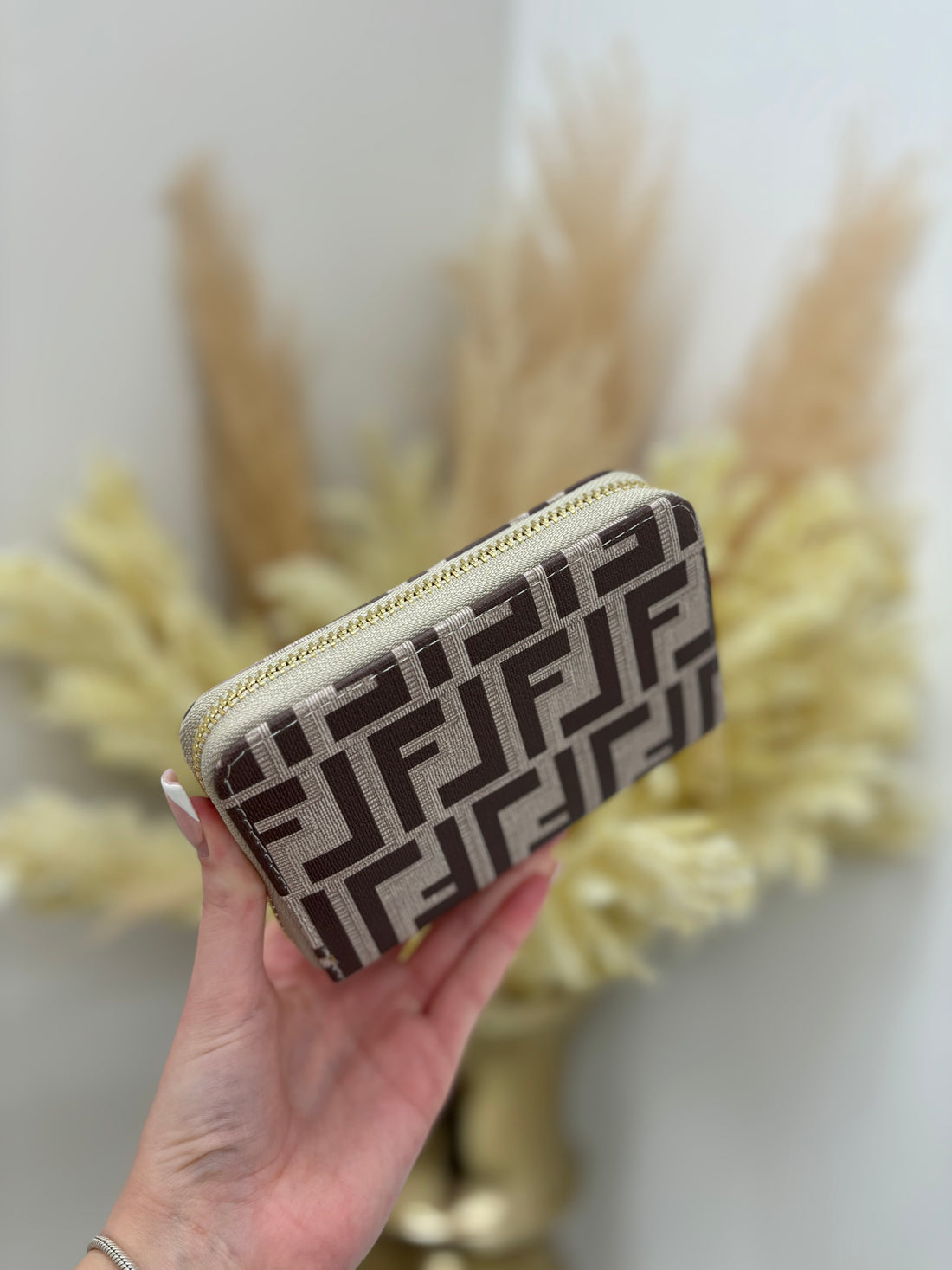F Inspired Purse with Gold Detailing
