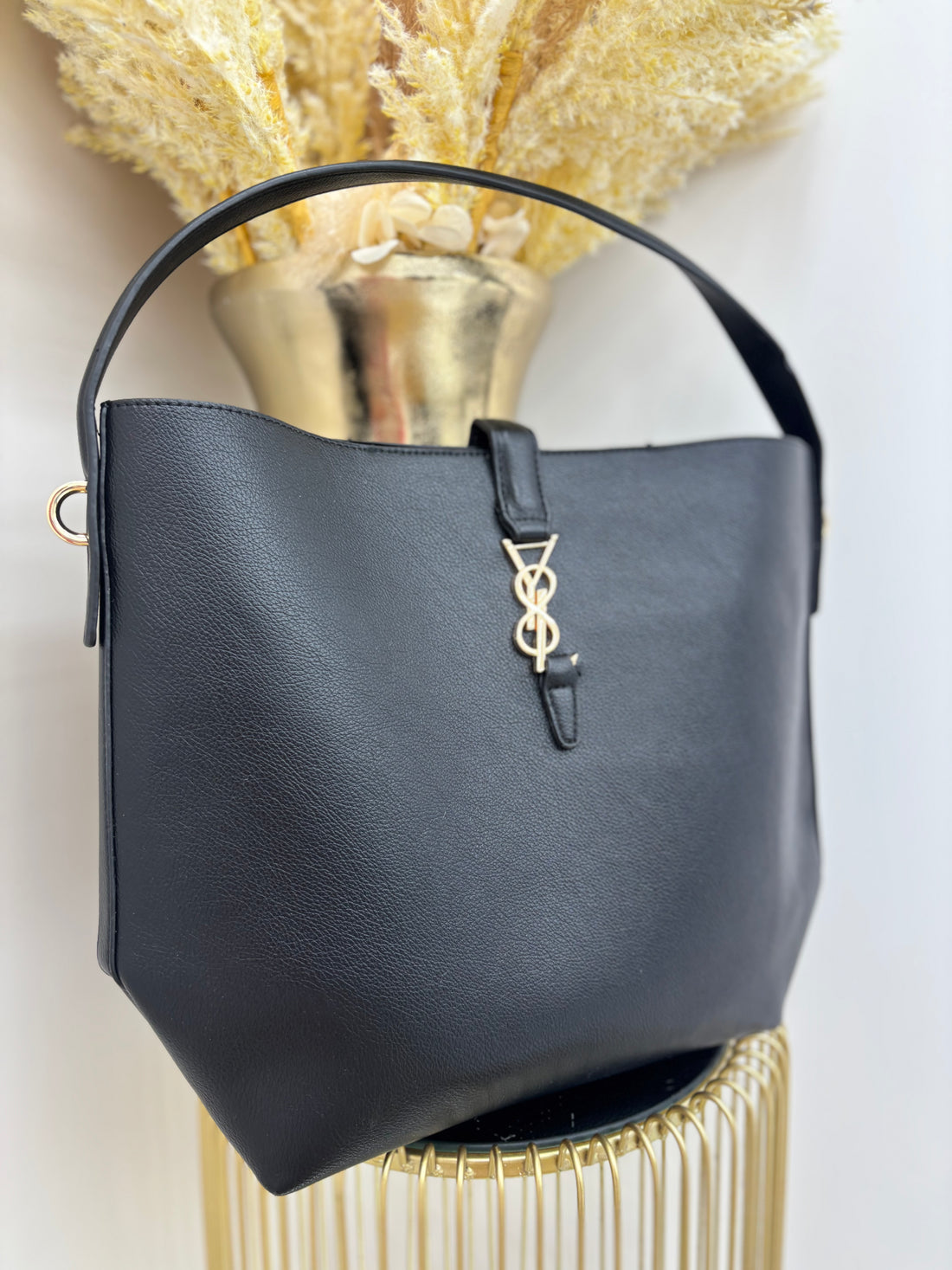 Y Inspired Shoulder Bag with Gold Detailing