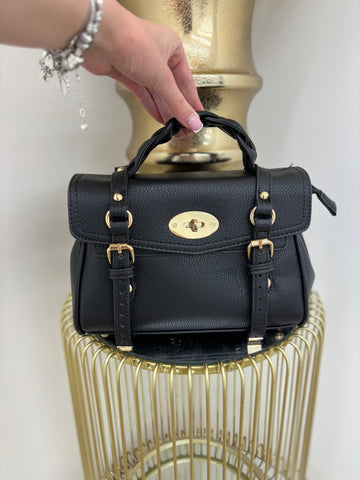 M Inspired Handbag with Gold Detailing