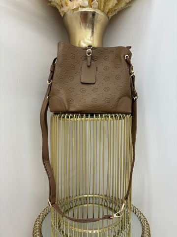Flower Inspired Bucket Bag with Gold Detailing