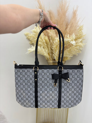 G Tote Bag with Bow and Gold Detailing