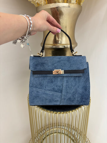 Medium Denim Look Clutch Bag