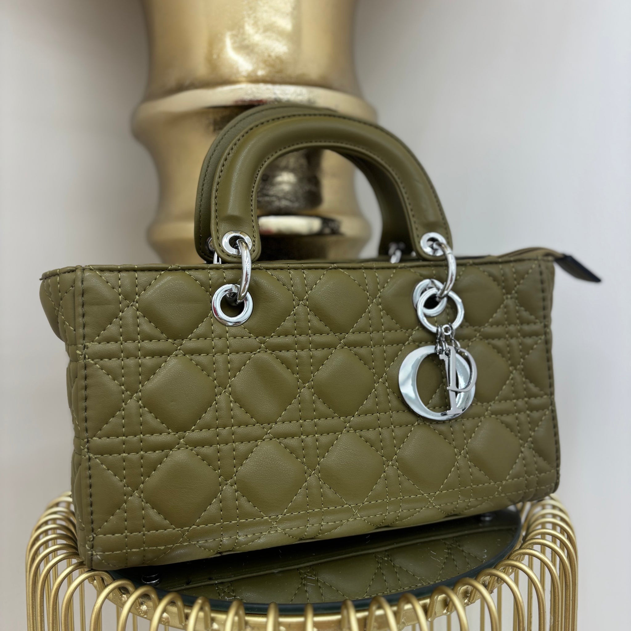 D Quilted Cross Body Bag with Silver Detailing