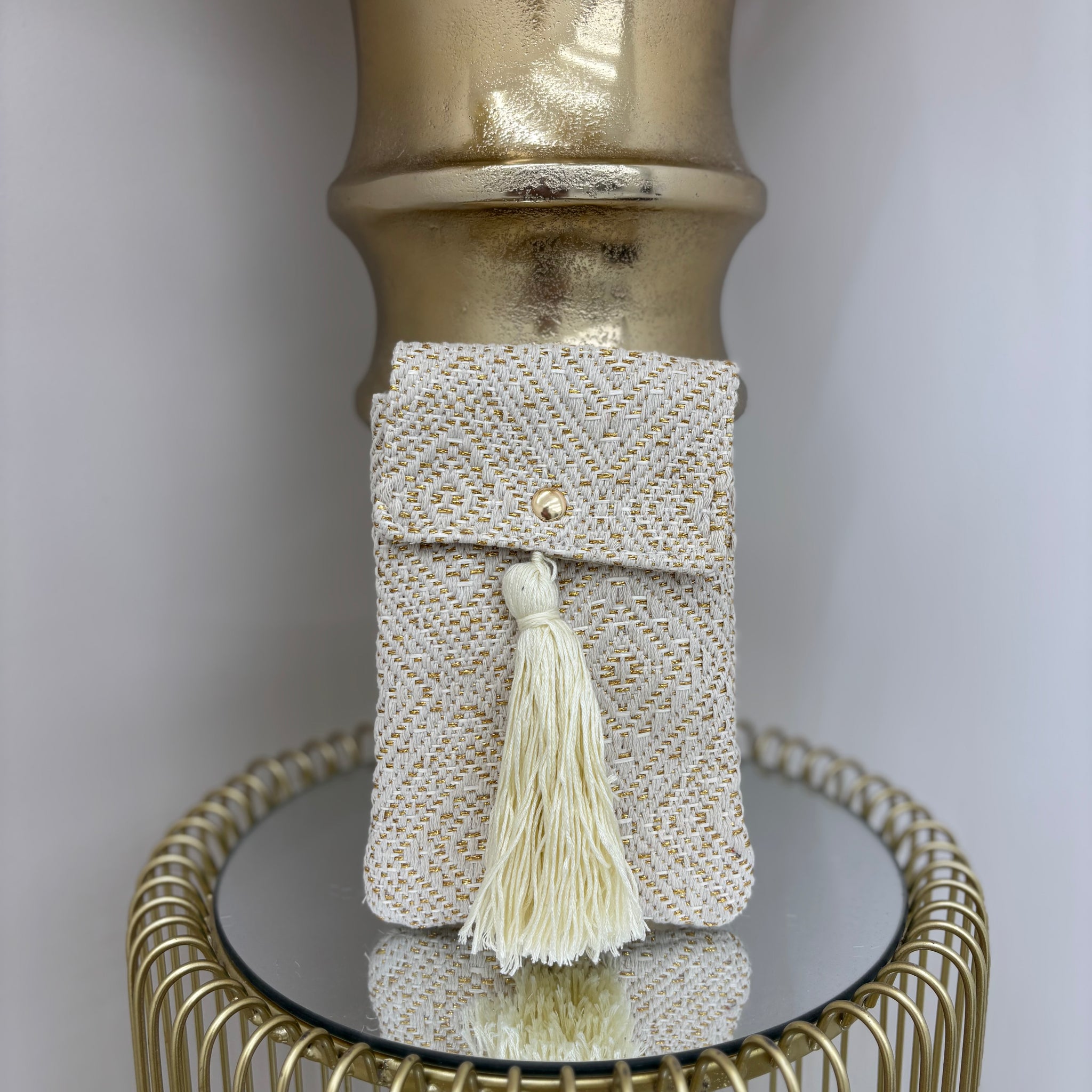Crochet Style Phone Satchel with Gold Detailing