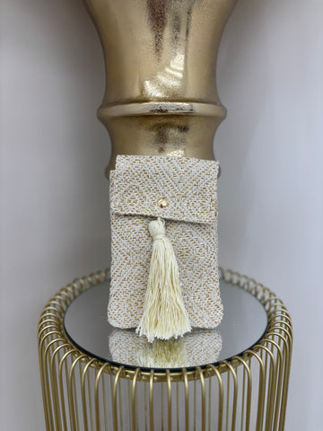 Crochet Style Phone Satchel with Gold Detailing