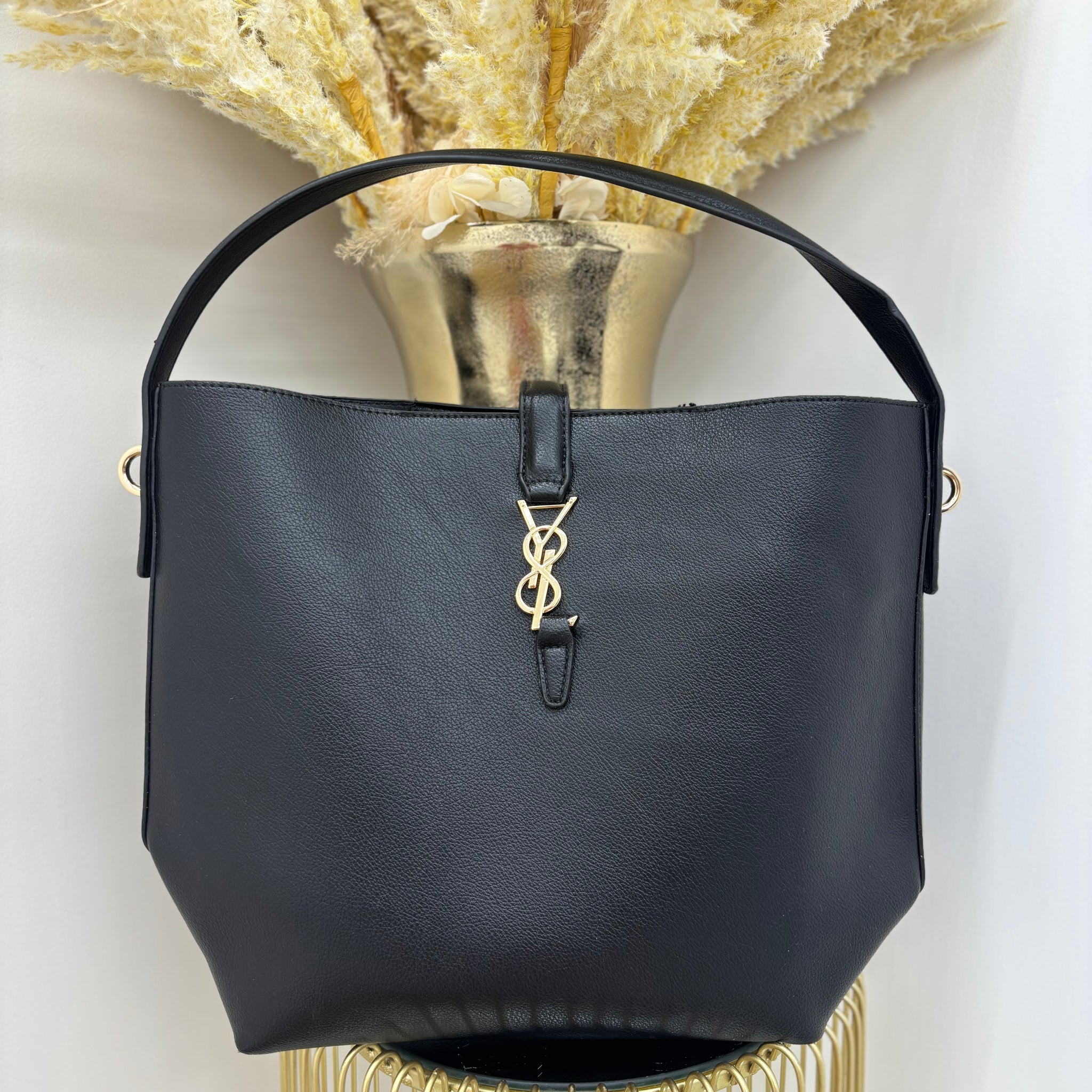 Y Inspired Shoulder Bag with Gold Detailing