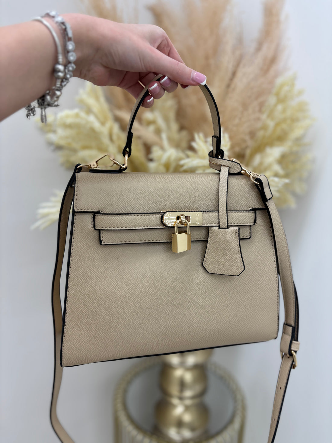 B Styled Padlock Clasp Bag with Matching Strap
