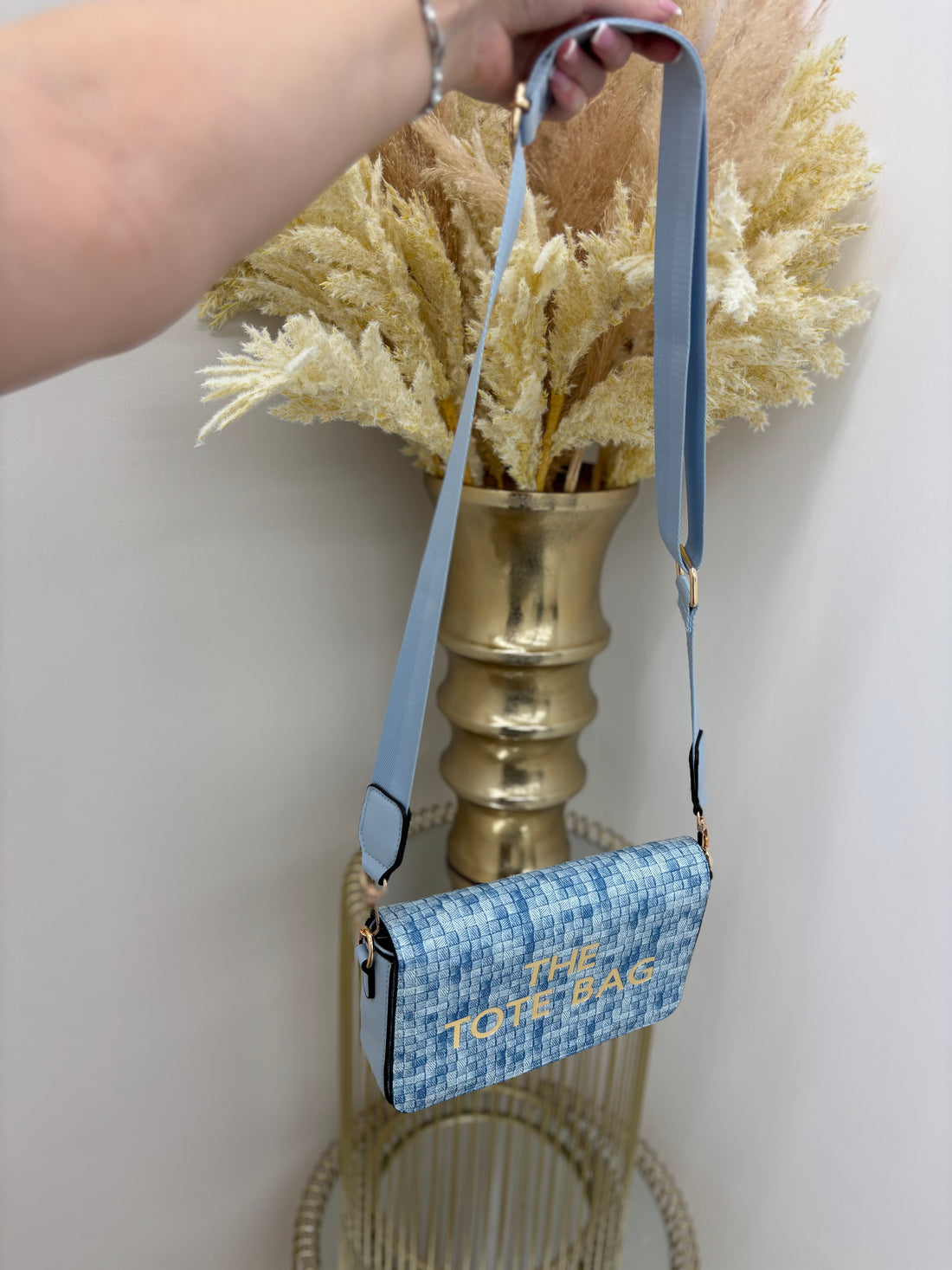 Medium Woven Effect TTB Writing Shoulder Bag