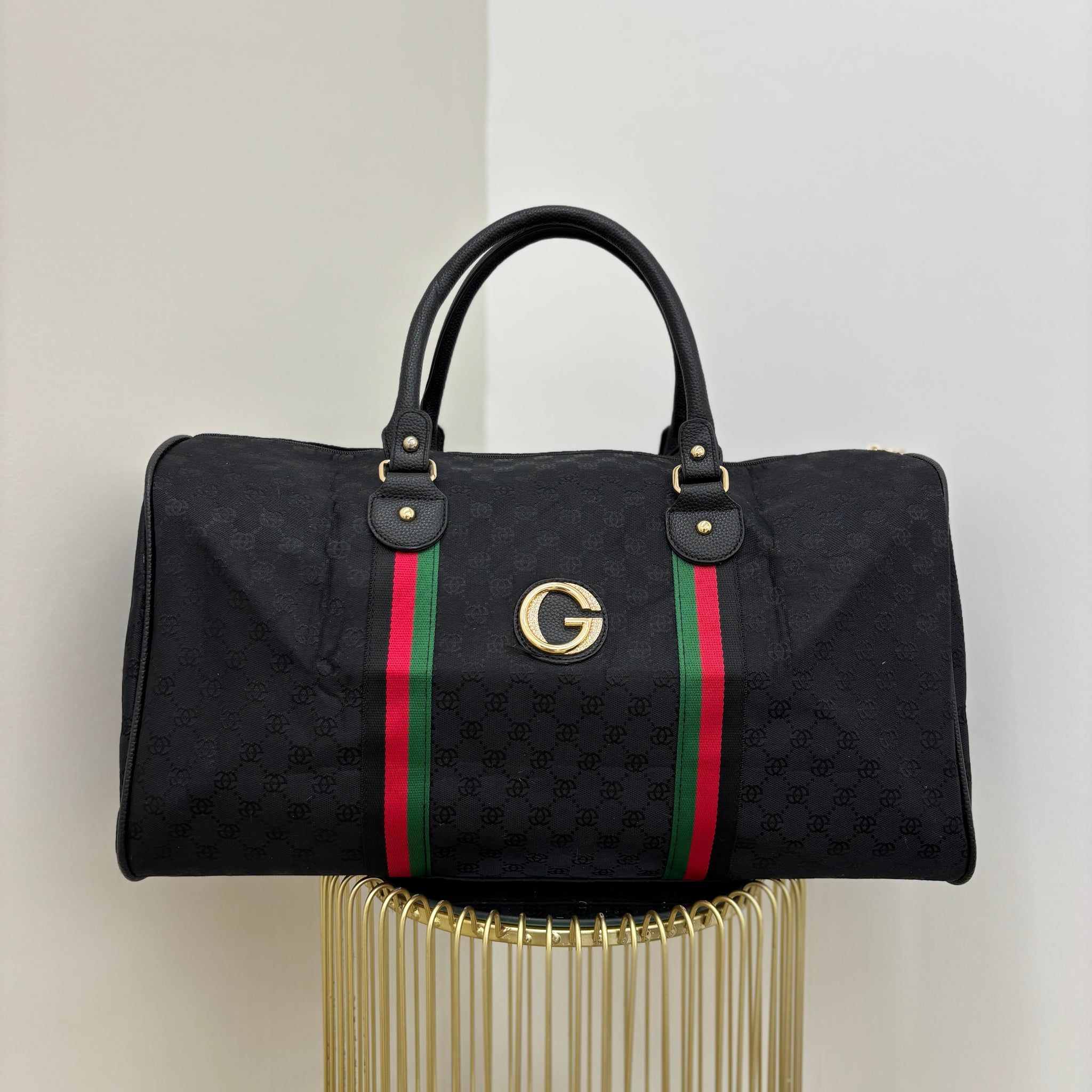 G Inspired Weekend Bag with Gold Hardware