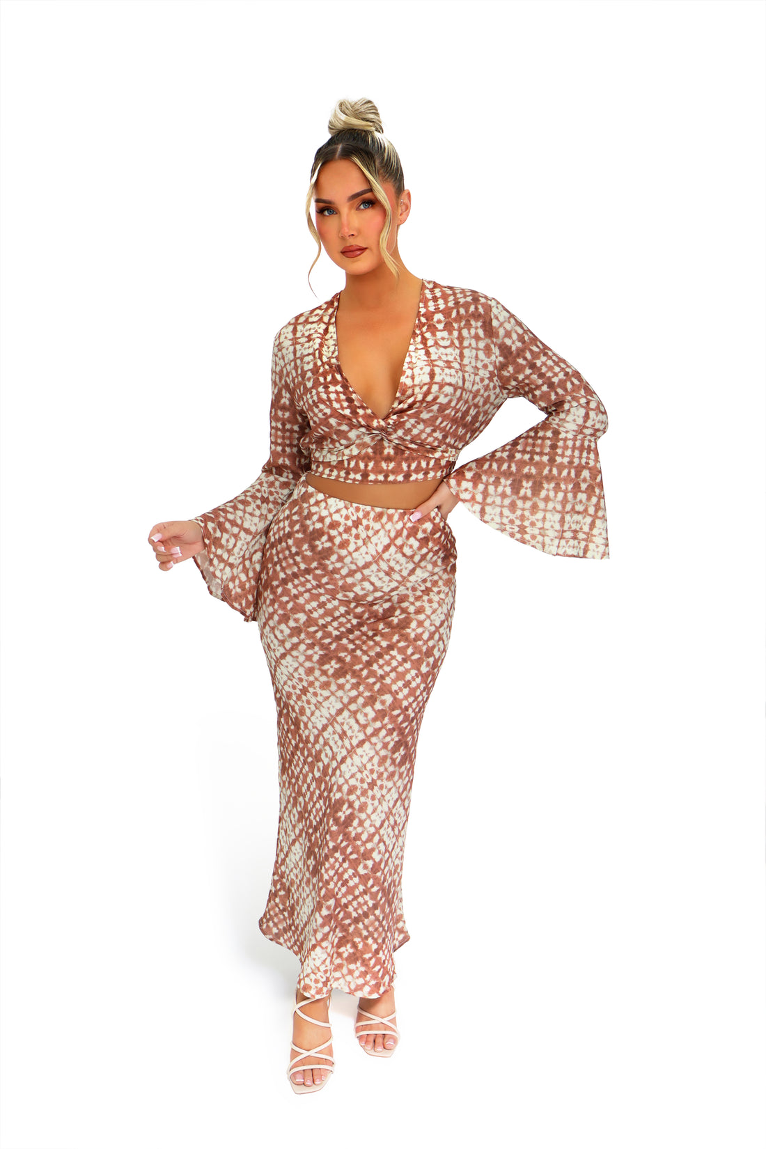 VALERIA monochrome tie-dye two-piece set - RUST
